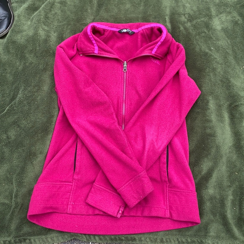North face pink fleece jacket size large